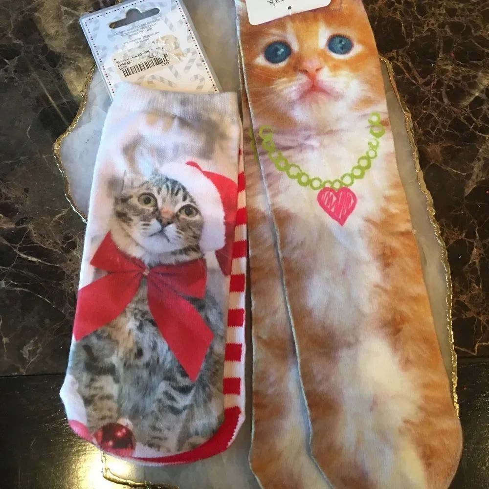 🐈⬛ - 🎃 CAT SOCKS! So cute 2 pairs! - Picture 5 of 8